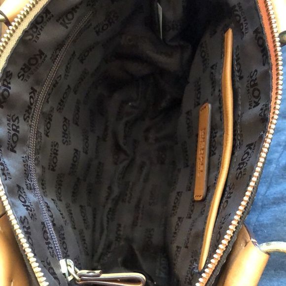 MICHAEL KORS Brown Orange Beige Hand Bag With Leather Handles - Picture 3 of 16